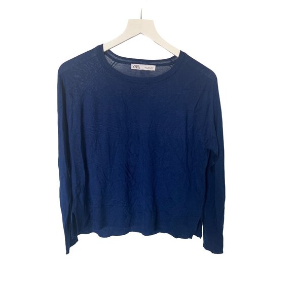 Zara Knit  Midnight Blue Lightweight Sweater - Picture 1 of 3